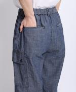 コットンリネン平織デニム　イージーワークパンツ